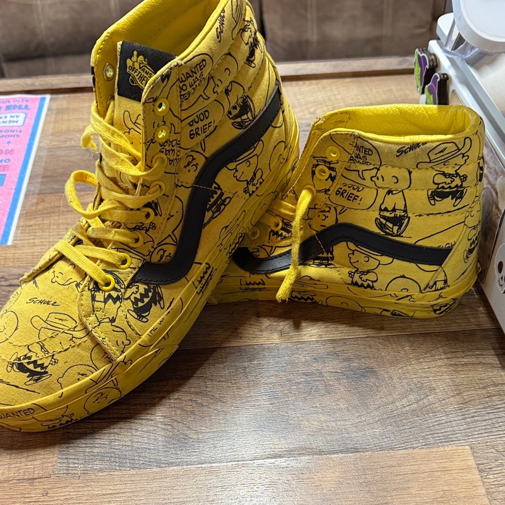 Vans Yellow Snoopy Kids High-Top Sneakers